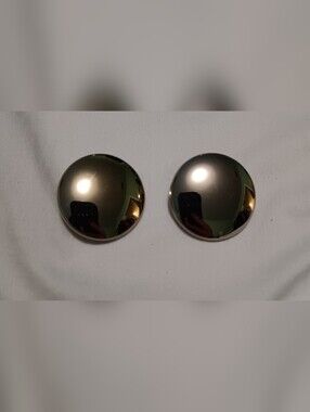 Round Metallic Silver Button Clip On Earrings